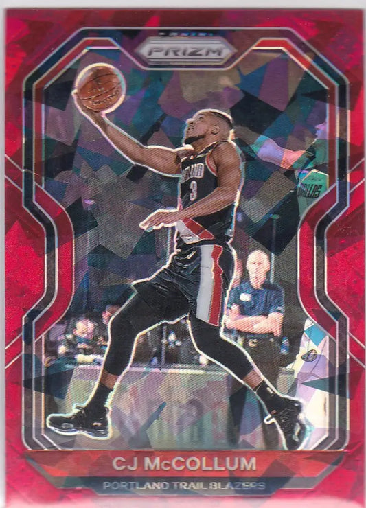 2020-21 Prizm #236 CJ McCollum Prizm Red Cracked Ice Portland Trailblazers - Basketball Card Single