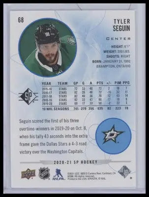 2020-21 SP #68 Tyler Seguin Blue - Hockey Card Single