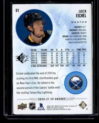 2020-21 SP #91 Jack Eichel Blue - Hockey Card Single