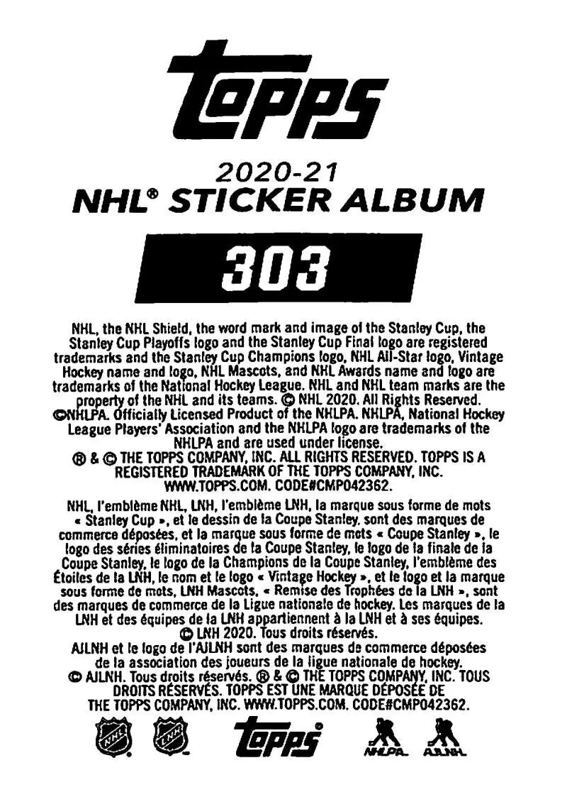 2020-21 Topps NHL Stickers #303 Miles Wood NM-MT NJ Devils ID:82318 - Hockey Card Single