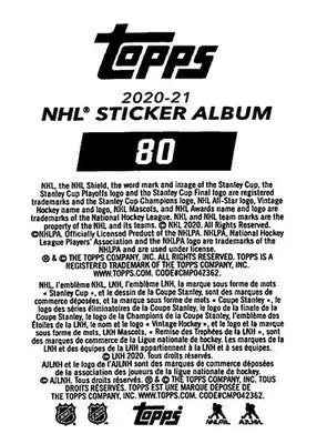 2020-21 Topps NHL Stickers #80 Mikael Backlund NM-MT Flames ID:82312 - Hockey Card Single