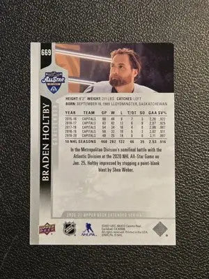 2020-21 Upper Deck #669 Braden Holtby - Hockey Card Single