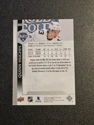2020-21 Upper Deck #680 Quinn Hughes French - Hockey Card Single