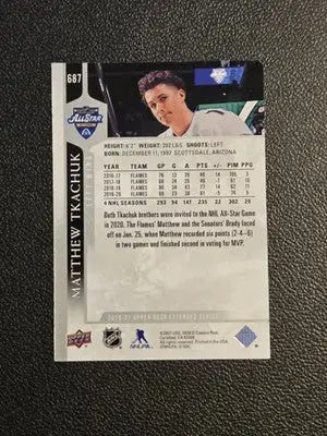 2020-21 Upper Deck #687 Matthew Tkachuk - Hockey Card Single