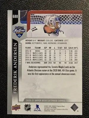 2020-21 Upper Deck #688 Frederik Andersen - Hockey Card Single