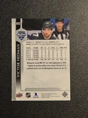2020-21 Upper Deck #692 Victor Hedman - Hockey Card Single