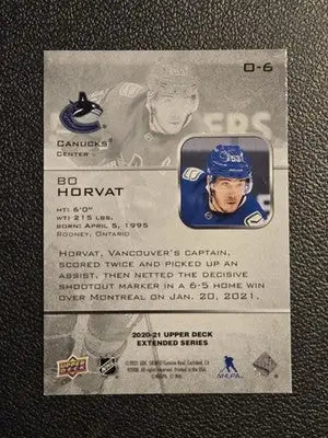 2020-21 Upper Deck #O-6 Bo Horvat Ovation - Hockey Card Single