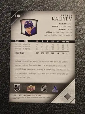 2020-21 Upper Deck #T-100 Arthur Kaliyev 2005-06 Upper Deck Tribute - Hockey Card Single