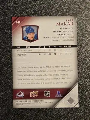2020-21 Upper Deck #T-18 Cale Makar 2005-06 Upper Deck Tribute - Hockey Card Single