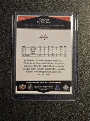2020-21 Upper Deck #UV-26 Connor McMichael Ultimate Victory - Hockey Card Single