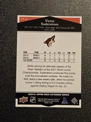 2020-21 Upper Deck #UV-41 Victor Soderstrom Ultimate Victory - Hockey Card Single
