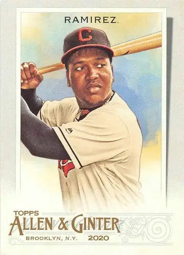 Original gloss Jose Ramirez baseball card from 2020 Allen and Ginter product featuring Indians