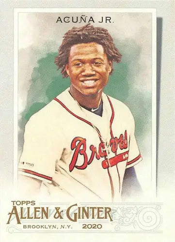 2020 Allen and Ginter Ronald Acuna Jr. baseball card with original gloss, typically sells