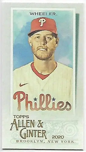 Baseball card featuring Zack Wheeler from 2020 Allen and Ginter Mini series with original gloss