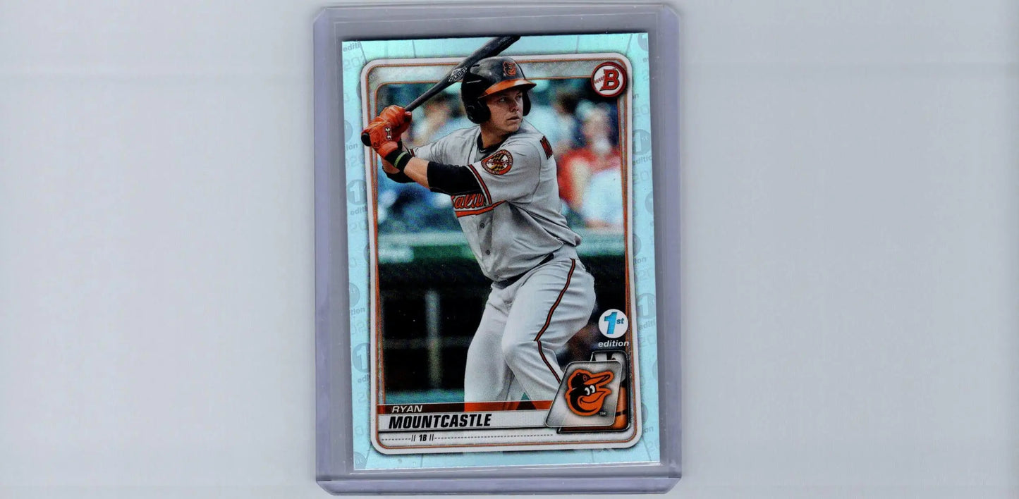Framed Ryan Mountcastle baseball card from 2020 Bowman 1st Edition Sky Blue series
