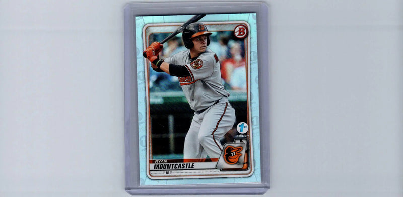 Framed Ryan Mountcastle baseball card from 2020 Bowman 1st Edition Sky Blue series
