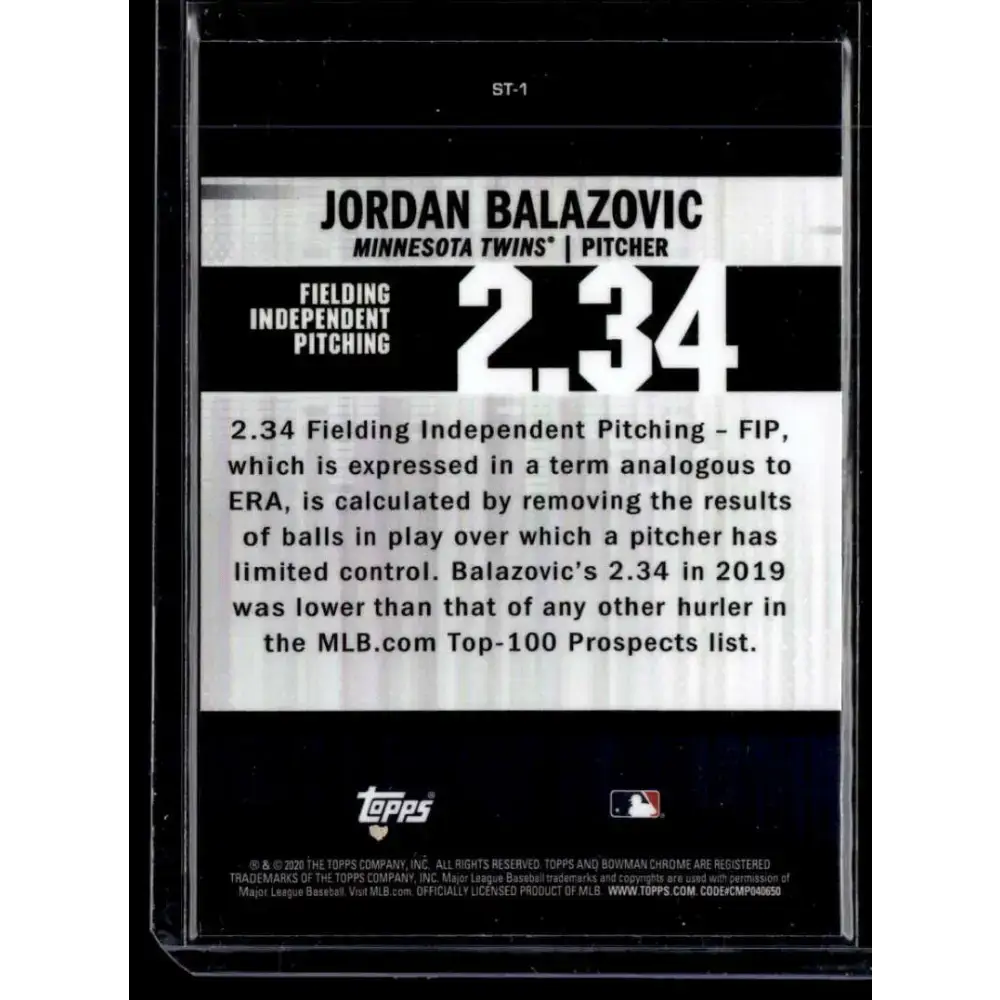 2020 Bowman Chrome #ST-1 Jordan Balazovic Stat Tracker NM-MT - Baseball Card Single