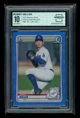 2020 Bowman Draft Chrome Blue Refractor Bobby Miller #BD-38 Arena Club 10