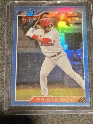 2020 Bowman Heritage #92CP-EM Elehuris Montero Chrome Prospects Blue #/99 - Baseball Card Single