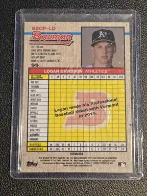 2020 Bowman Heritage #92CP-LD Logan Davidson Chrome Prospects Refractor #/199 - Baseball Card Single