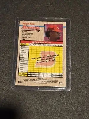 2020 Bowman Heritage #92CP-REC Rece Hinds Chrome Prospects Blue #/99 - Baseball Card Single