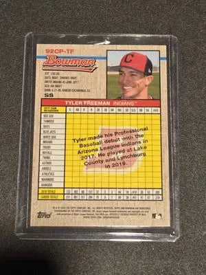 2020 Bowman Heritage #92CP-TF Tyler Freeman Chrome Prospects Blue #/99 - Baseball Card Single