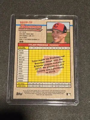 2020 Bowman Heritage #92CP-TF Tyler Freeman Chrome Prospects Blue #/99 - Baseball Card Single