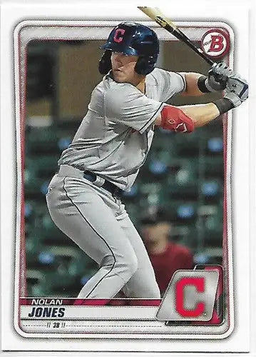 Baseball card of Nolan Jones from Bowman Prospects 2020 with original gloss