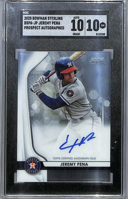 2020 Bowman Sterling Prospect #BSPA-JP Jeremy Pena SGC 10 Gem Auto Houston Astros - Baseball Card Single
