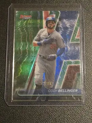 2020 Bowman’s Best #63 Cody Bellinger Green Refractor #/99 - Baseball Card Single