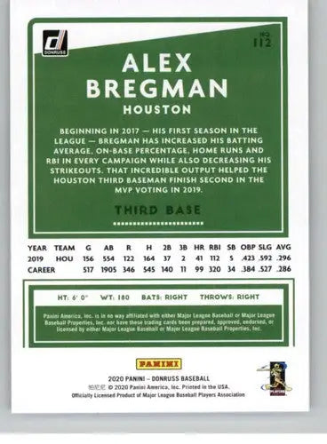 2020 Donruss #112 Alex Bregman NM-MT Astros - Baseball Card Single