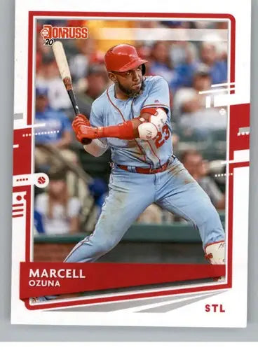 2020 Donruss Marcell Ozuna baseball card with original gloss and Simply Sandoval style
