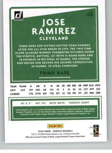 2020 Donruss #158 Jose Ramirez NM-MT Indians - Baseball Card Single