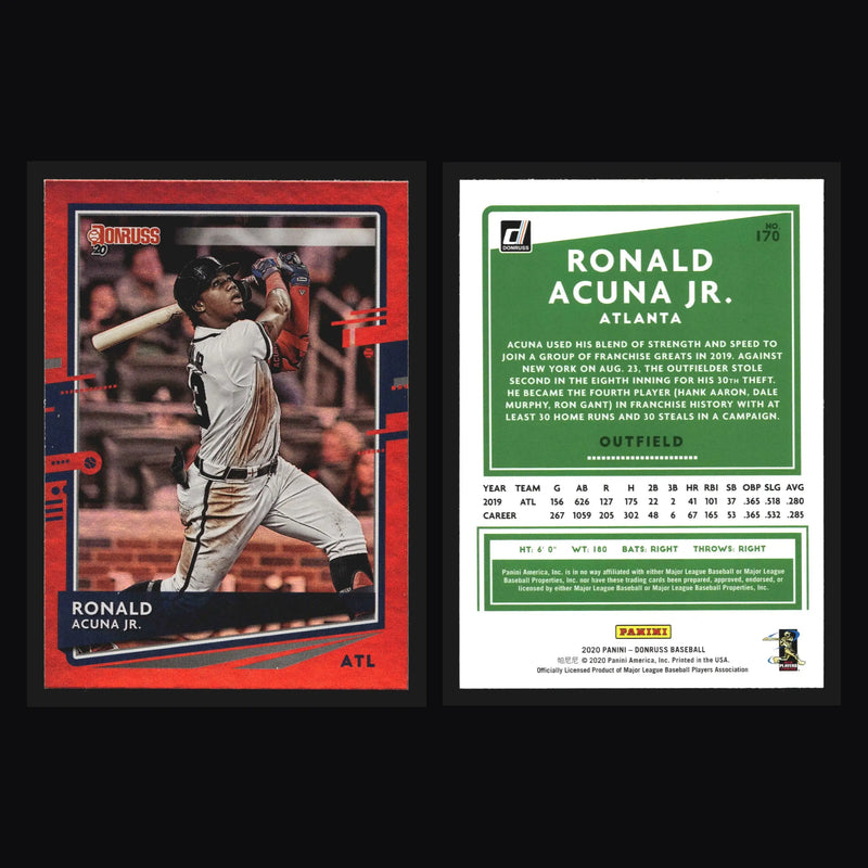2020 Donruss #170 Ronald Acuna Jr. Holo Red Parallel Atlanta - Baseball Card Single