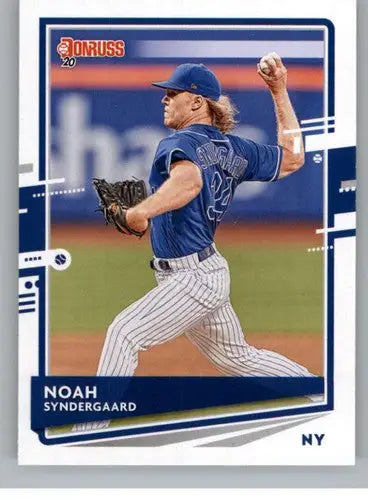 Original gloss baseball trading card featuring Noah Syndergaard from 2020 Donruss Mets