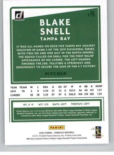 2020 Donruss #175 Blake Snell NM-MT Rays - Baseball Card Single