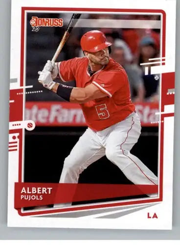 2020 Donruss original gloss Albert Pujols NM-MT Angels baseball card featuring Pujols in red uniform