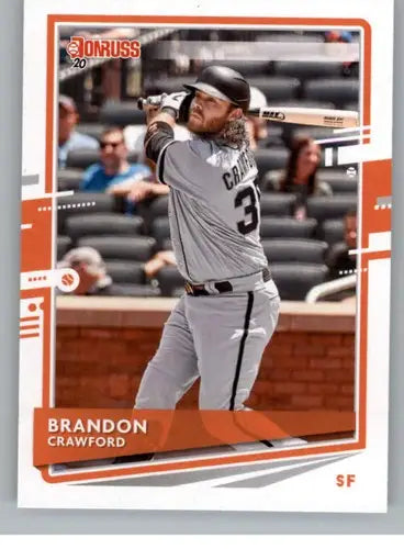 Baseball trading card of Brandon Crawford with original gloss, 2020 Donruss NM-MT