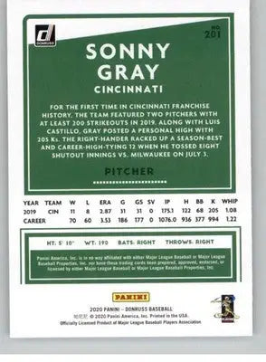 2020 Donruss #201 Sonny Gray NM-MT Reds ID:26962 - Baseball Card Single