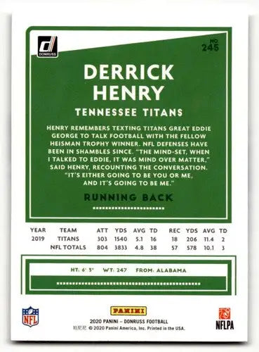2020 Donruss #245 Derrick Henry Tennessee Titans Football Cards NM N ID:55768 - Football Card Single