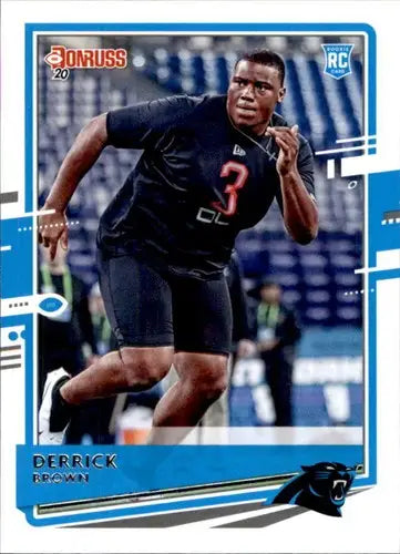 Original gloss Derrick Brown rookie card from 2020 Donruss series featuring Panthers player