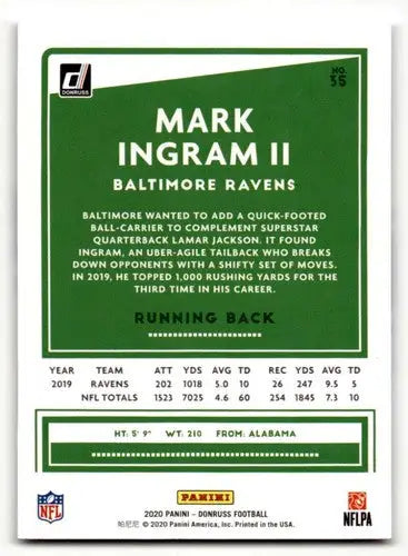2020 Donruss #35 Mark Ingram II Baltimore Ravens Football Cards NM N ID:55778 - Football Card Single