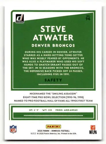 2020 Donruss #94 Steve Atwater Denver Broncos Football Cards NM Near ID:55786 - Football Card Single
