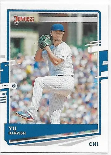 Baseball trading card featuring Yu Darvish NM-MT in pitching pose from 2020 Donruss