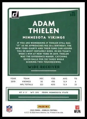 2020 Donruss Adam Thielen 160 Minnesota Vikings - Football Card Single