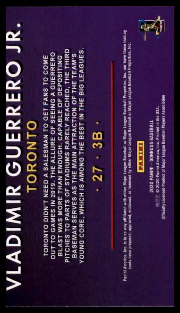 2020 Donruss - As Seen Diamond Vladimir Guerrero Jr. AS-6 Toronto Blue Jays NM - Baseball Card Single