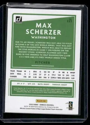 2020 Donruss Baseball Max Scherzer #123 Baseball - Baseball Card Single