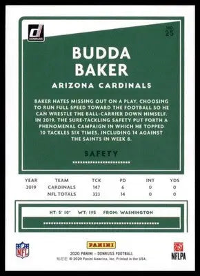 2020 Donruss Budda Baker 25 Arizona Cardinals - Football Card Single
