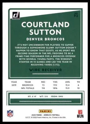 2020 Donruss Courtland Sutton 92 Denver Broncos - Football Card Single
