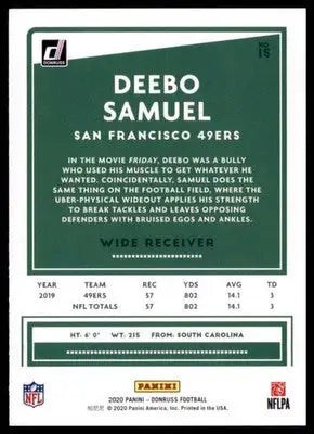 2020 Donruss Deebo Samuel 15 San Francisco 49ers - Football Card Single